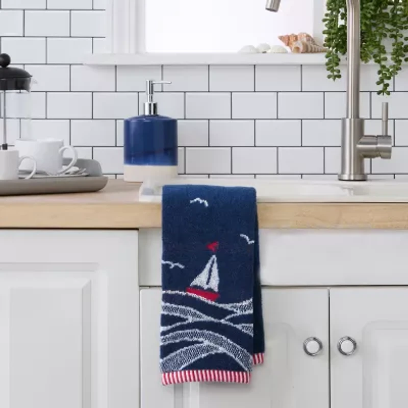 Saturday Knight Sailoat Waves Hand Towel 2-pc. Embellished Beach + Nautical Hand Towel