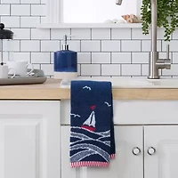 Saturday Knight Sailoat Waves Hand Towel 2-pc. Embellished Beach + Nautical Hand Towel