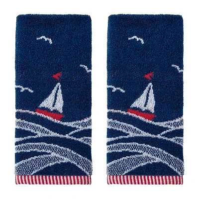 Saturday Knight Sailoat Waves Hand Towel 2-pc. Embellished Beach + Nautical Hand Towel