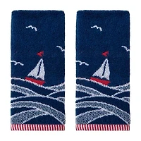 Saturday Knight Sailoat Waves Hand Towel 2-pc. Embellished Beach + Nautical Hand Towel