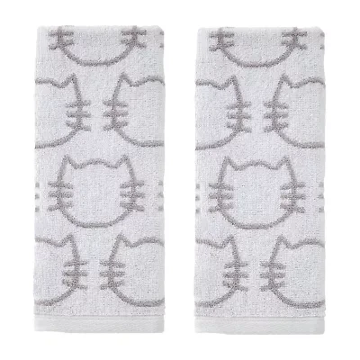 Saturday Knight Cat 2-pc. Embellished Animal Print Hand Towel