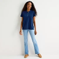 St. John's Bay Womens Plus Easy-on + Easy-off Short Sleeve Adaptive T-Shirt