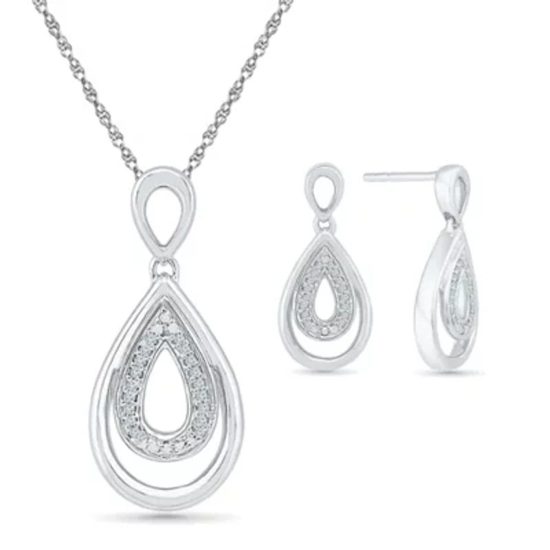Womens Diamond Accent Natural White Diamond Sterling Silver 2-pc. Jewelry Set
