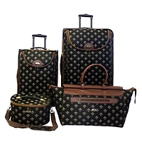 American Flyer Fleur-de-lis 4-pc. Expandable Upright Softside Luggage Set