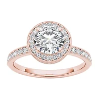 Womens 1 1/2 CT. T.W. Natural White Diamond 14K Gold Round Halo Engagement Ring