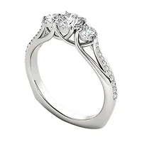 Love Lives Forever Womens 1 1/2 CT. T.W. Natural White Diamond 14K Gold Round 3-Stone Engagement Ring