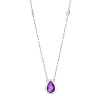 Womens Genuine Purple Amethyst Sterling Silver 18 Inch Pendant Necklace
