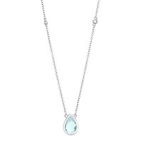 Womens Simulated Aquamarine Sterling Silver Pendant Necklace