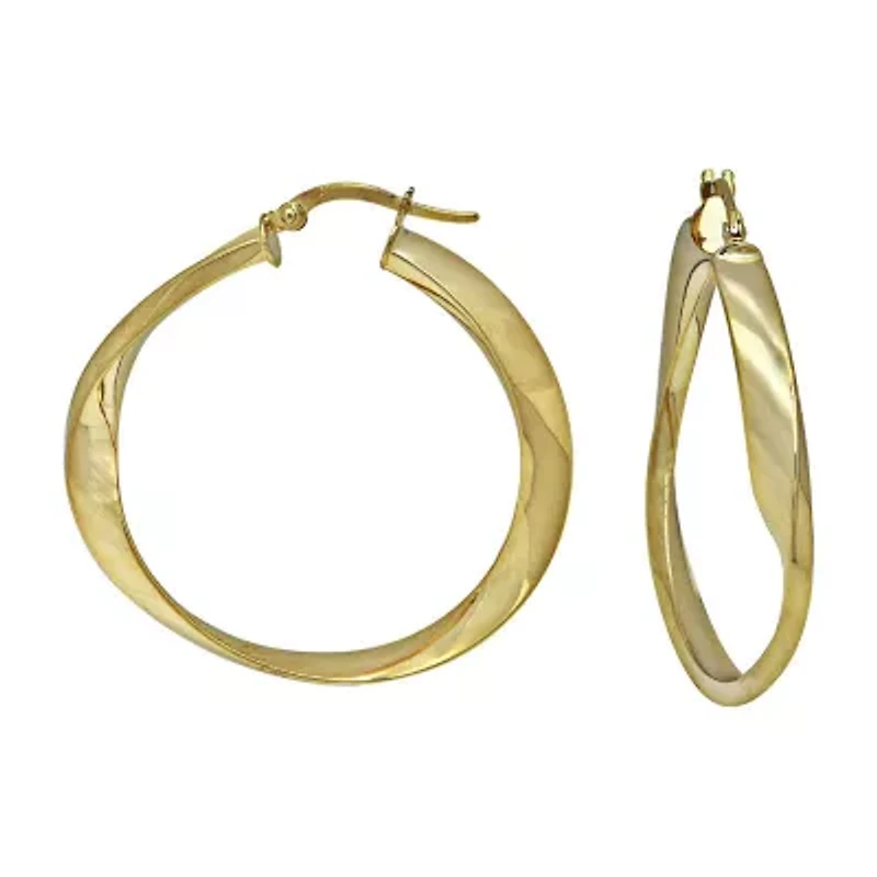 14K Yellow Gold Twisted Polished Hoop Earrings
