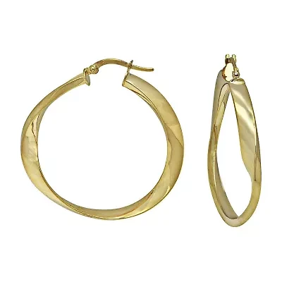 14K Yellow Gold Twisted Polished Hoop Earrings