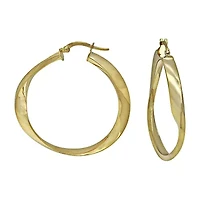 14K Yellow Gold Twisted Polished Hoop Earrings