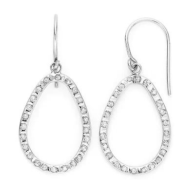 Diamond Fascination™ 14K White Gold Open Teardrop Earrings