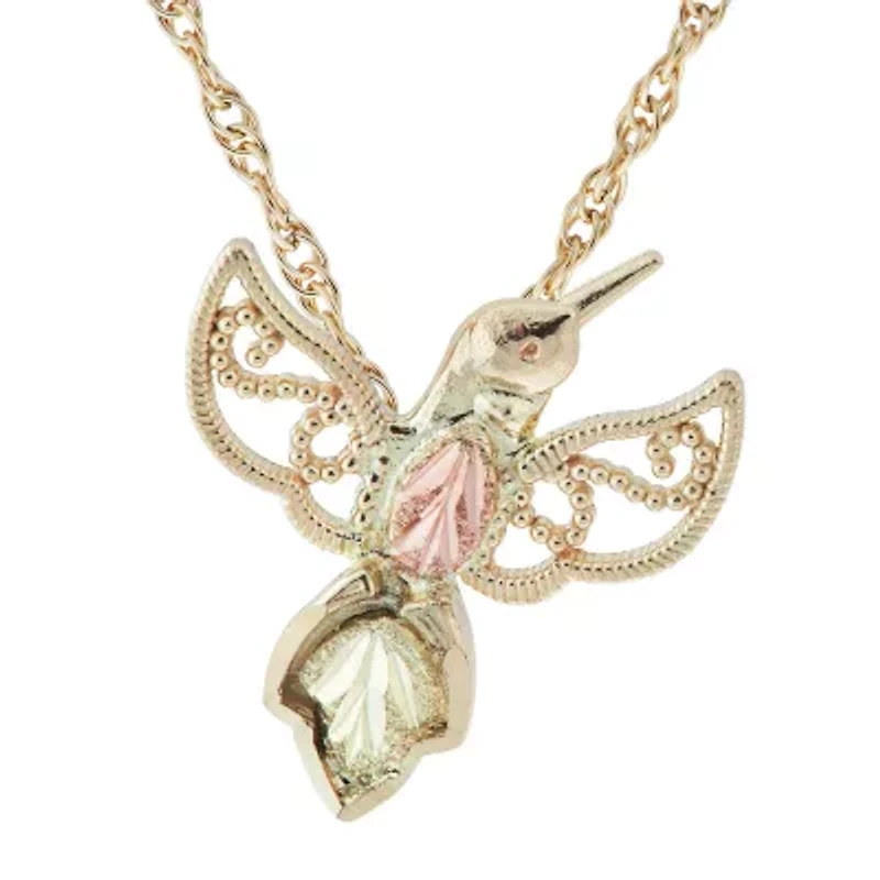 Black Hills Gold Hummingbird Womens 10K Tri-Color Gold 18 Inch Pendant Necklace