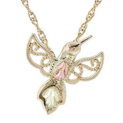 Black Hills Gold Hummingbird Womens 10K Tri-Color Gold 18 Inch Pendant Necklace