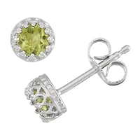 Genuine Green Peridot Sterling Silver 5.2mm Stud Earrings