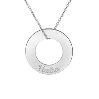 Personalized Sterling Silver 26mm Circle Family Name Pendant Necklace