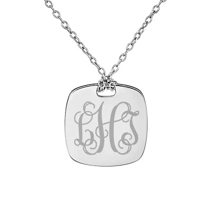 Personalized Sterling Silver 16mm Monogram Pendant Necklace