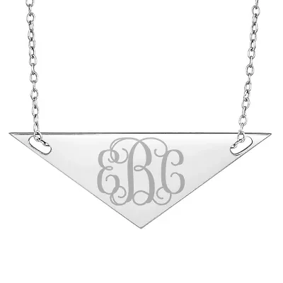 Personalized Sterling Silver Monogram Triangle Necklace