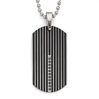 Dog Tag Necklace, .15 ct. t.w. Diamond Steel
