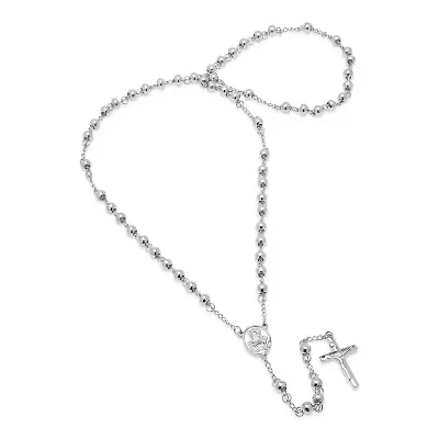 Steeltime Mens Stainless Steel Hypoallergenic 24 Inch Rosary Necklace