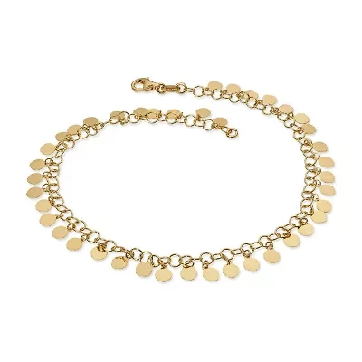 Made in Italy Mens 24K Gold Over Silver Sterling Silver 9 Inch Solid Link Ankle Bracelet