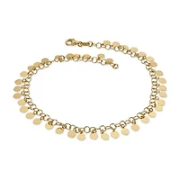 Made in Italy Mens 24K Gold Over Silver Sterling Silver 9 Inch Solid Link Ankle Bracelet