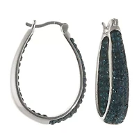 Blue Crystal Hoop Earrings Sterling Silver