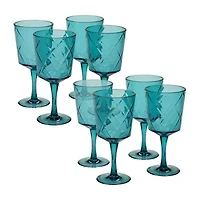 Certified International Teal Diamond Acrylic 8-pc. Goblets