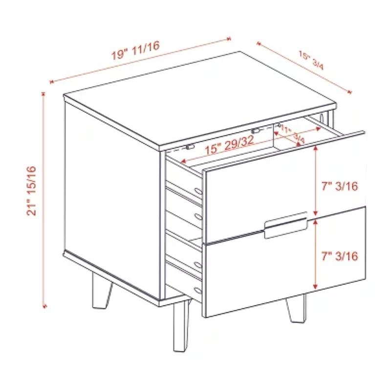 Modern 3 Drawer Solid Wood Nightstand