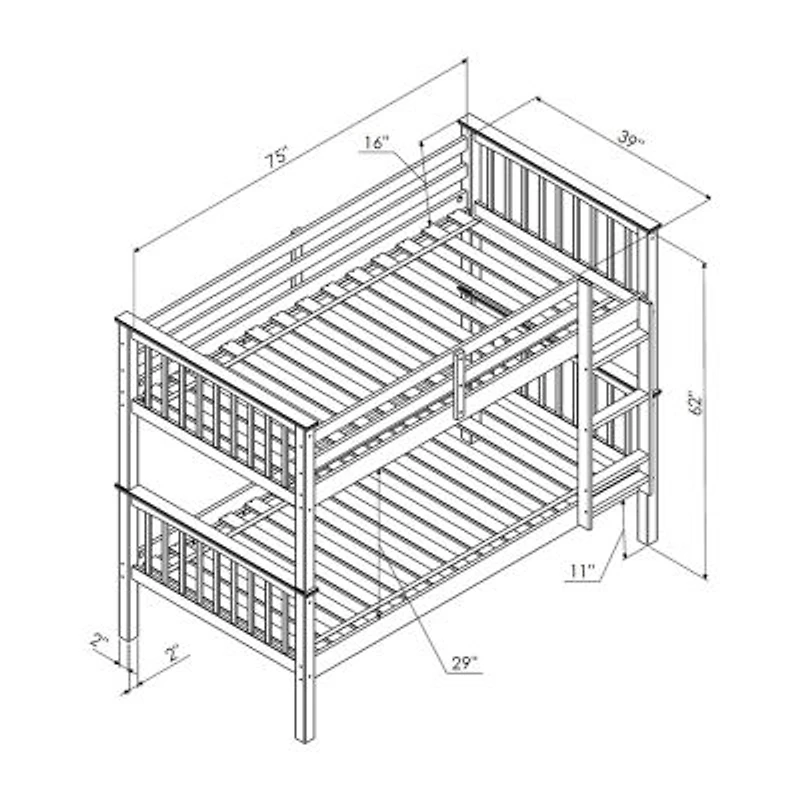 Solid Wood Mission Design Bunk Bed