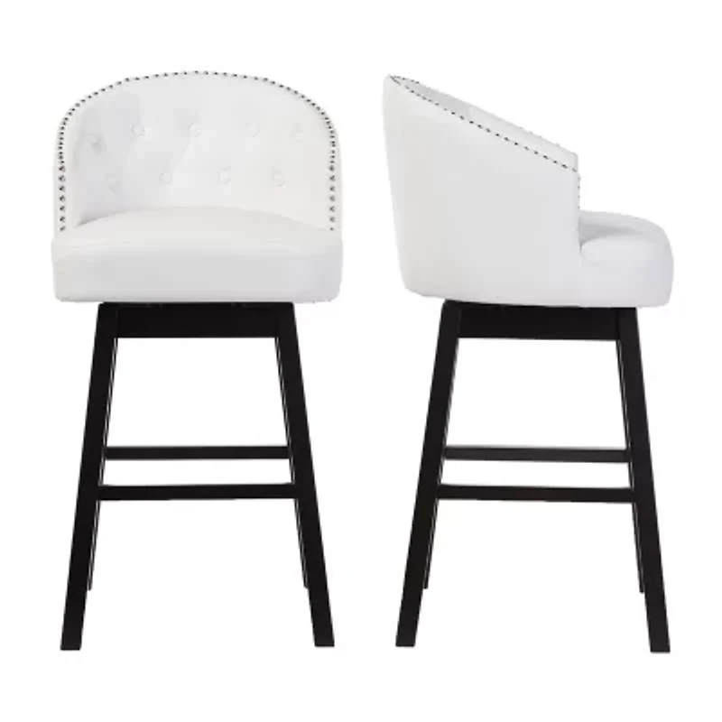 Avril 2-pc. Counter Height Upholstered Tufted Swivel Bar Stool