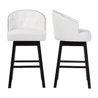 Avril 2-pc. Counter Height Upholstered Tufted Swivel Bar Stool