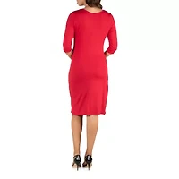 24seven Comfort Apparel Womens Maternity 3/4 Sleeve Wrap Dress