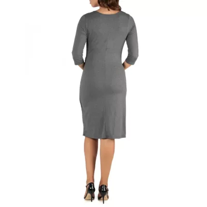 24seven Comfort Apparel Womens 3/4 Sleeve Wrap Dress Maternity