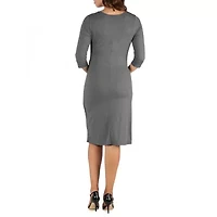 24seven Comfort Apparel Womens 3/4 Sleeve Wrap Dress Maternity