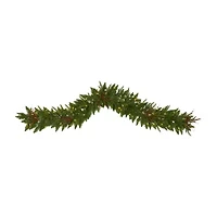 Nearly Natural 6ft. Pre-Lit Indoor Christmas Pine Artificial Garland With 50 Warm White Led Lights And Berries