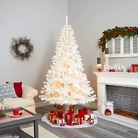 Nearly Natural 7 Foot White With 1000 Bendable Branches And 350 Clear Led Lights Pre-Lit Artificial Christmas Tree
