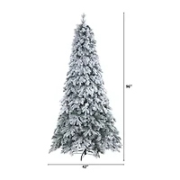 Nearly Natural 8 Foot Flocked Vermont Mixed Pine With 600 Led Lights Pre-Lit Artificial Christmas Tree