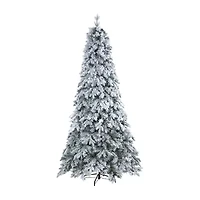 Nearly Natural 8 Foot Flocked Vermont Mixed Pine With 600 Led Lights Pre-Lit Artificial Christmas Tree
