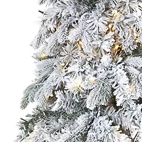 Nearly Natural 8 Foot Flocked Vermont Mixed Pine With 600 Led Lights Pre-Lit Artificial Christmas Tree
