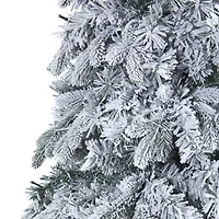 Nearly Natural 8 Foot Flocked Vermont Mixed Pine With 600 Led Lights Pre-Lit Artificial Christmas Tree