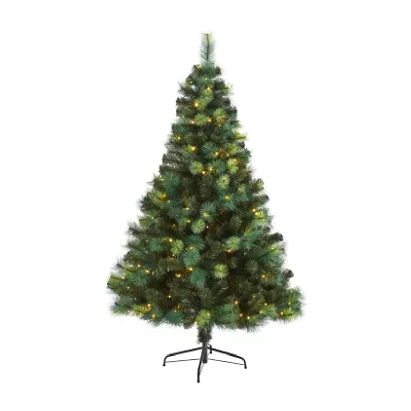 Nearly Natural 6ft. Assorted Green Scotch Pine Artificial Christmas Tree With 250 Led Lights 6 Foot Pre-Lit Pine Christmas Tree