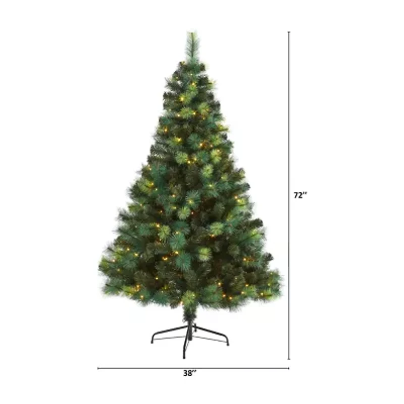 Nearly Natural 6ft. Assorted Green Scotch Pine Artificial Christmas Tree With 250 Led Lights 6 Foot Pre-Lit Pine Christmas Tree