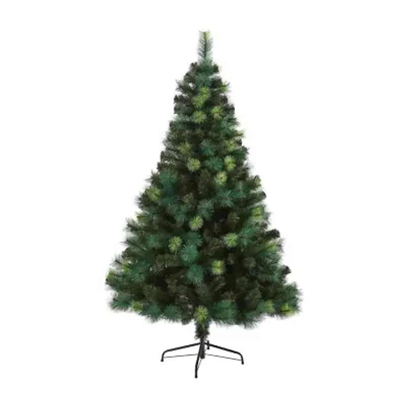 Nearly Natural 6ft. Assorted Green Scotch Pine Artificial Christmas Tree With 250 Led Lights 6 Foot Pre-Lit Pine Christmas Tree