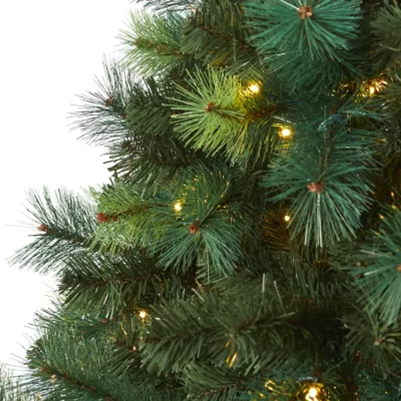 Nearly Natural 6ft. Assorted Green Scotch Pine Artificial Christmas Tree With 250 Led Lights 6 Foot Pre-Lit Pine Christmas Tree