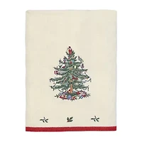Spode Christmas Tree Embroidered Holiday Bath and Hand Towel