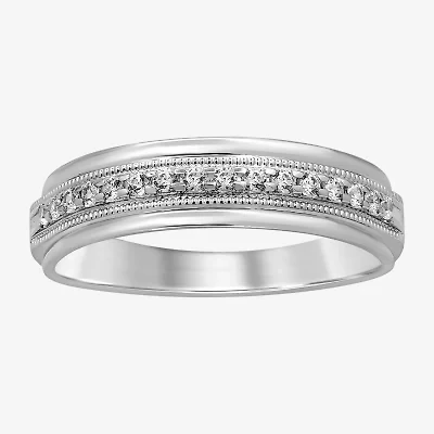 Mens 3MM 1/4 CT. T.W. Natural White Diamond 10K Gold Wedding Band