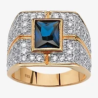 Mens Genuine Blue Sapphire 18K Gold Over Silver Fashion Ring