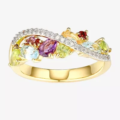 Womens Multi Color 18K Gold Over Silver Infinity Cluster Cocktail Ring