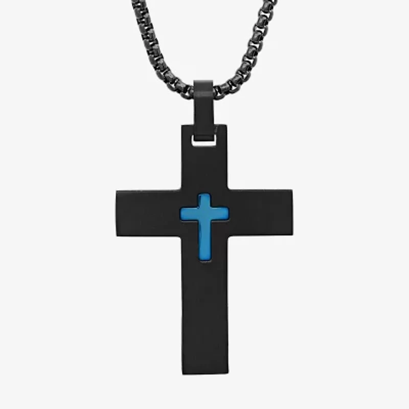 Steeltime Mens Stainless Steel Cross Hypoallergenic 24 Inch Pendant Necklace